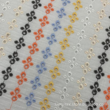 Multi-Colors 100% Cotton Embroidered Fabric